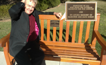 Don on Bench with Plaque