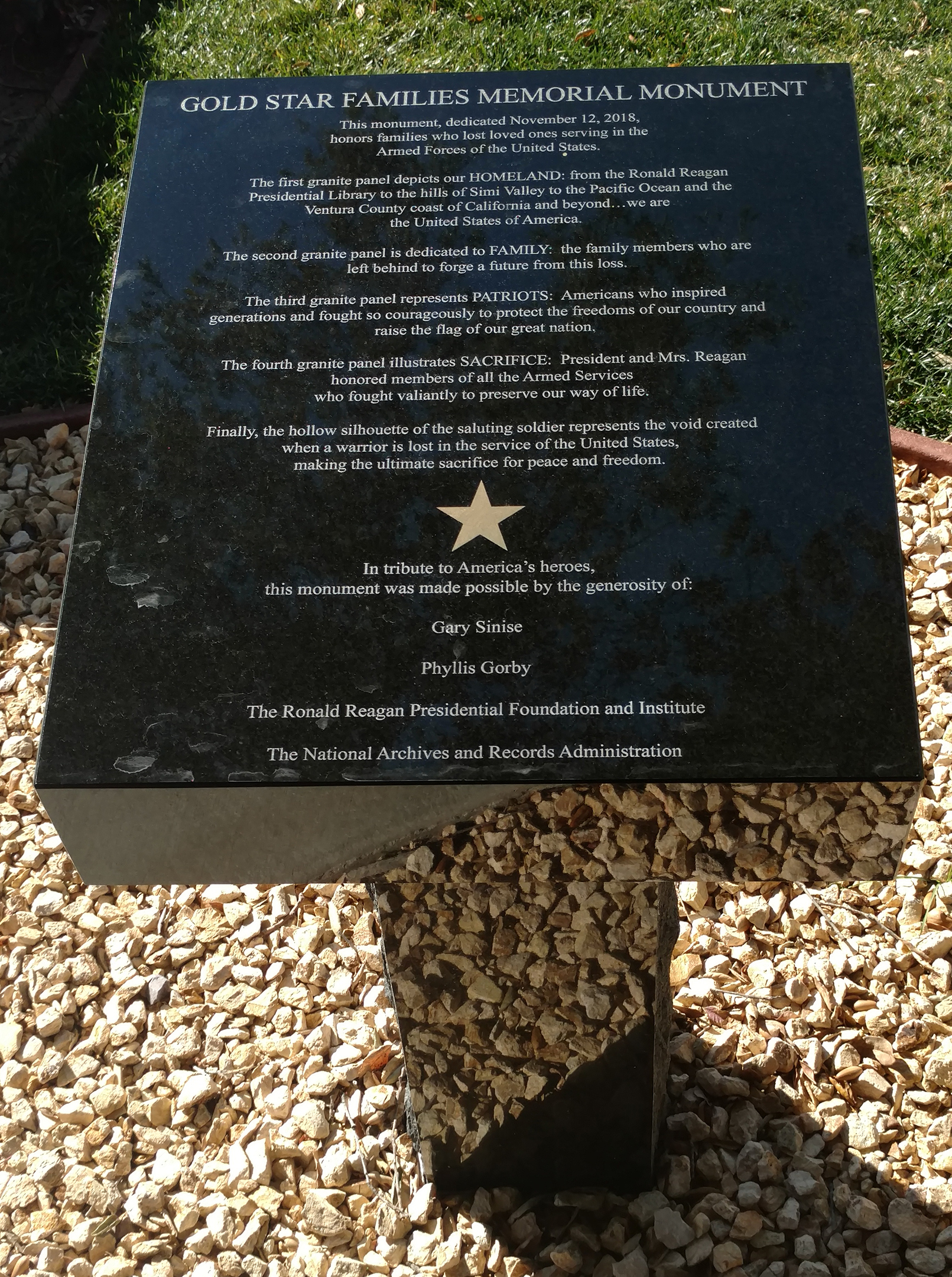 Gold Star Families Memorial Monument – President Reagan Library 